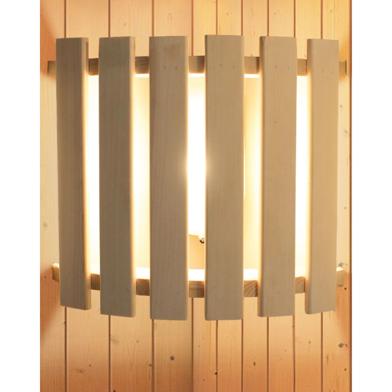 Karibu Saunaleuchte Modern mit Massivholzblendschirm