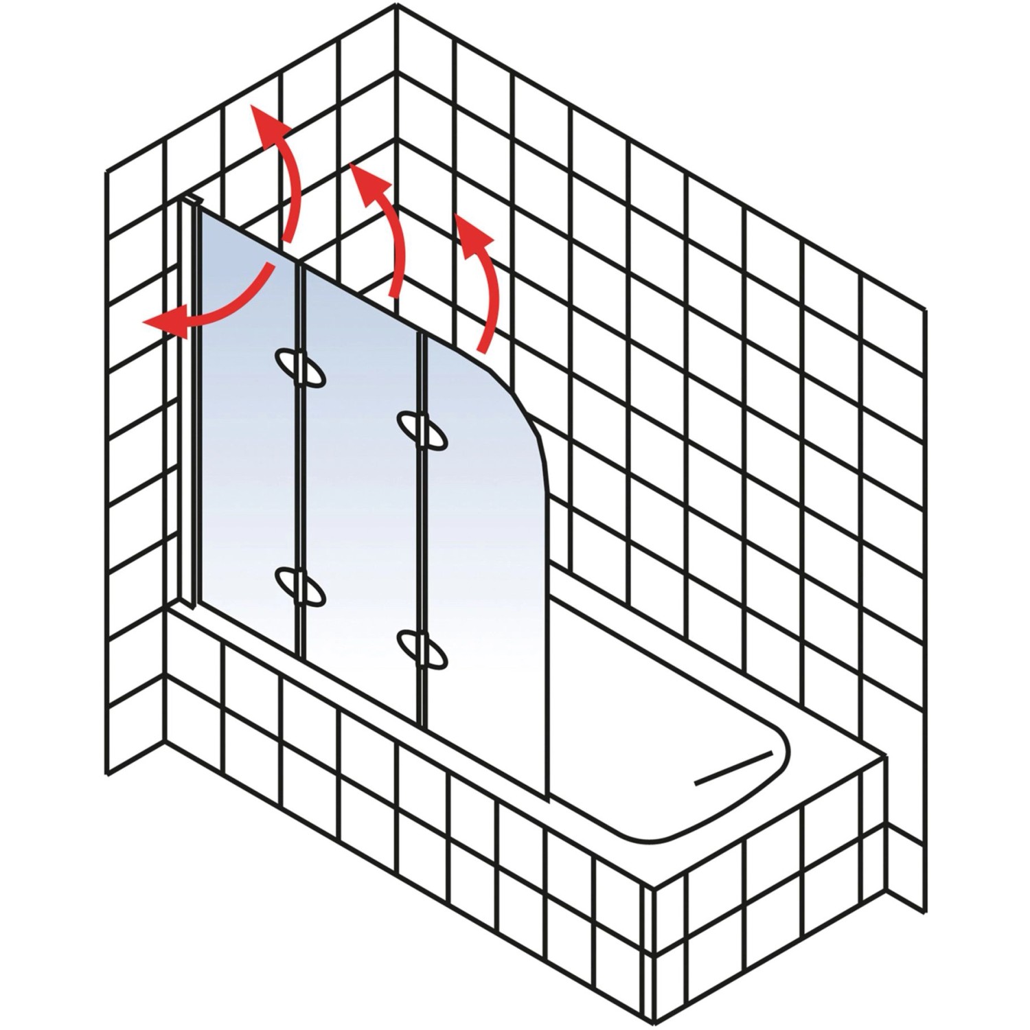 Schulte ExpressPlus 3-teiliger Badewannenaufsatz Komfort aus Alu-Natur, 140x125cm.