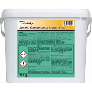 Eimer Fuchs Glasstein Spezial Mörtel, 10 kg, weiß, für Glasbausteine.