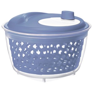 Rotho Salatschleuder Fresh, 4,5 l, horizontblau. Küchenhelfer mit Kurbel und Sieb.