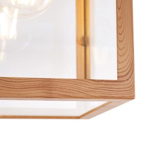 QAZQA Industrielle Deckenleuchte für Außenbereich Holz mit Klarglas Rotterdam