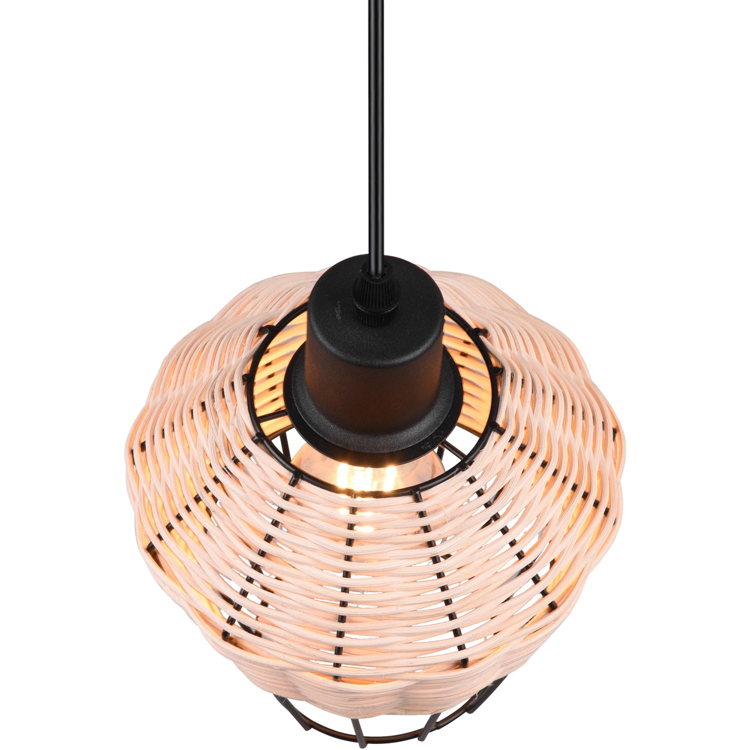 Reality Pendelleuchte Borka, 1-flammig, Rattan natur, Ø 17,5 cm.