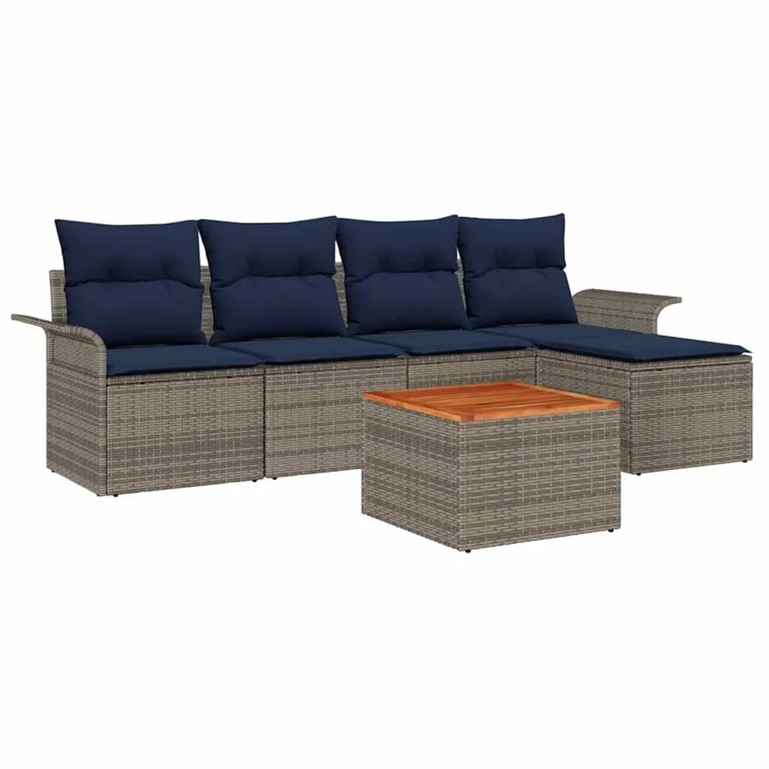 vidaXL Gartensofa-set mit Kissen 6 Stk Grau Poly-Rattan 3347318