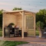 Karibu Pavillon Kvadrat aus Fichte mit Holzdach, 243x231x231 cm, mit Grill und Sitzgruppe