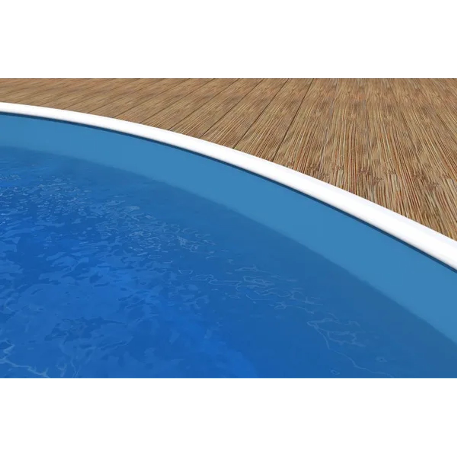 Blau schimmernde Poolfolie (Lagune) von Mountfield im runden Pool, Durchmesser 5 m.