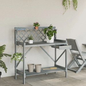 vidaXL Pflanztisch mit Rankgitter Grau Massivholz Tanne 368430