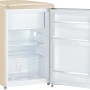 Offener Severin Tischkühlschrank RKS 8833 im Retro-Design, creme, mit Innenraum und Ablagen.