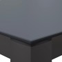 Detailansicht Tischplatte der 5-tlg. Sitzgruppe Vigo, Aluminium grau-schwarz, Glasplatte dunkelgrau.
