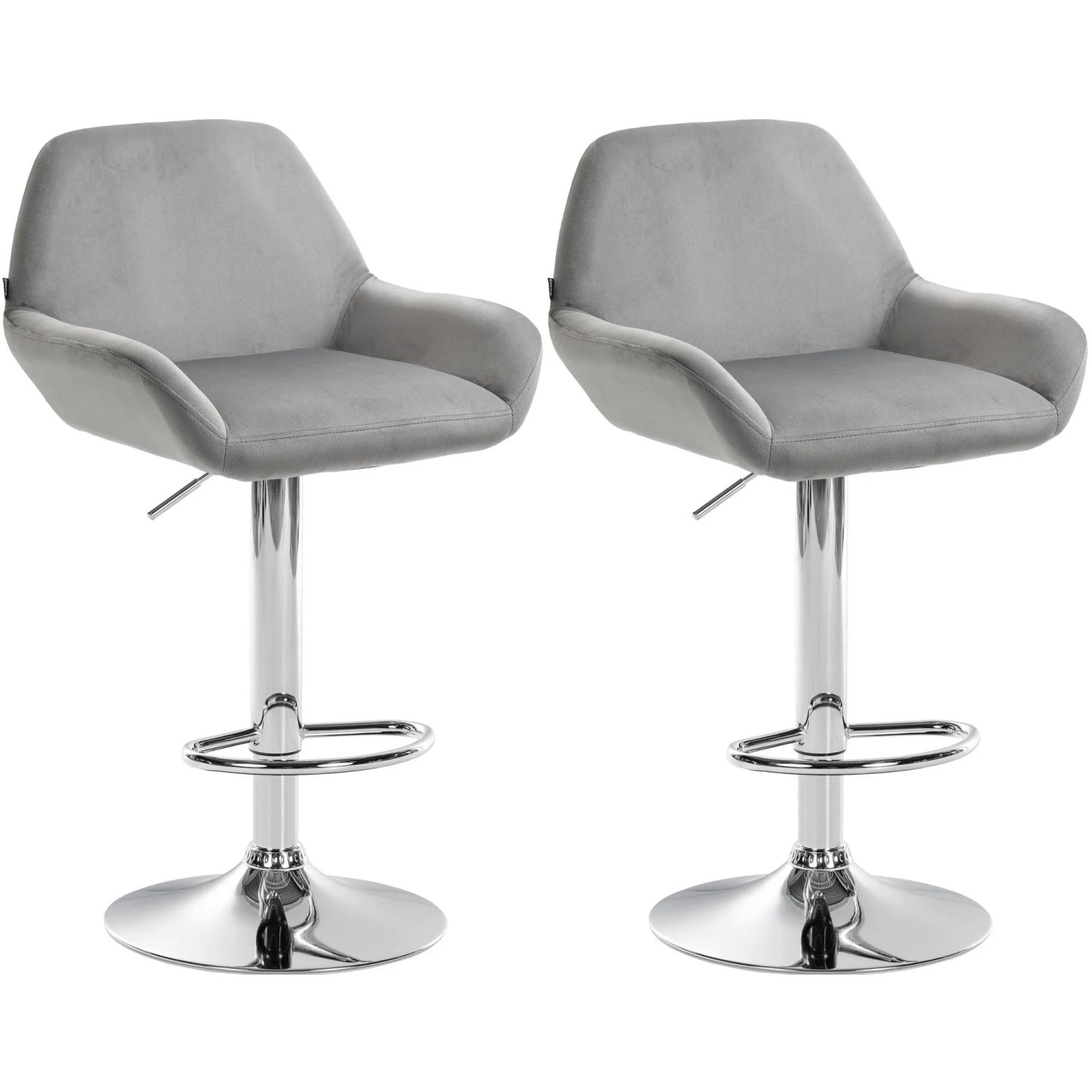 DELUKE Barhocker 2er Set DUBLIN Grau Samt Chrom Barstuhl Mit Lehne Tresenhocker Tresenstuhl