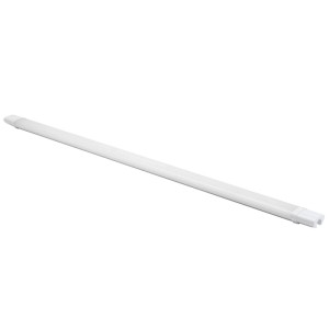 Weiße NETTLIFE LED Deckenleuchte aus Metall, 120cm lang, flaches Design für niedrige Decken.