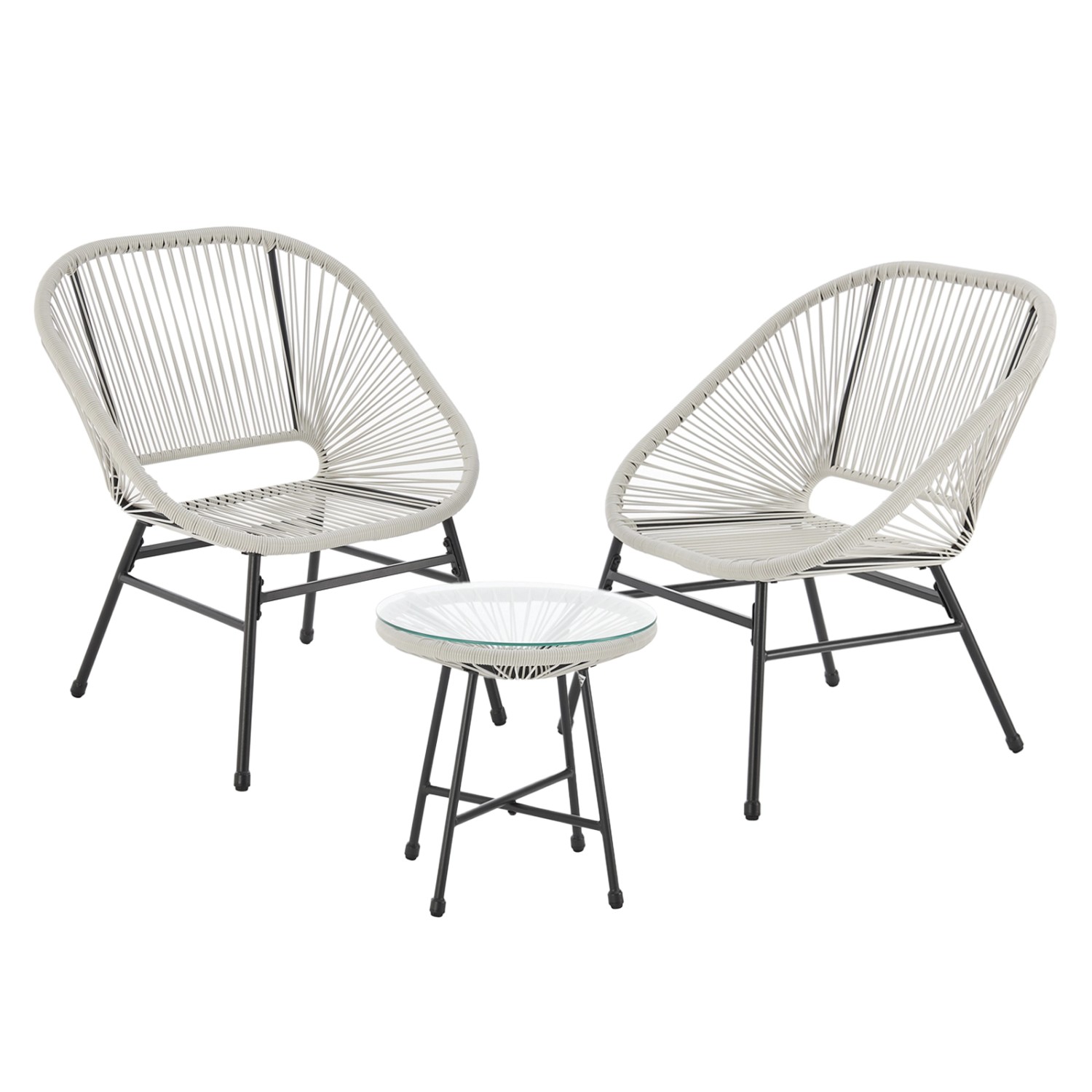 Svita Tulum Balkon-Möbel 3-tlg. Garten-Möbel Set Balkonstühle Mit Tisch Wei günstig online kaufen