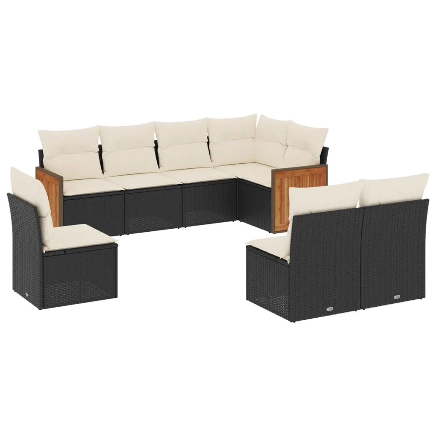 Thumbnail - vidaXL 8-Tlg Garten-Sofagarnitur mit Kissen Schwarz Poly Rattan 3260124