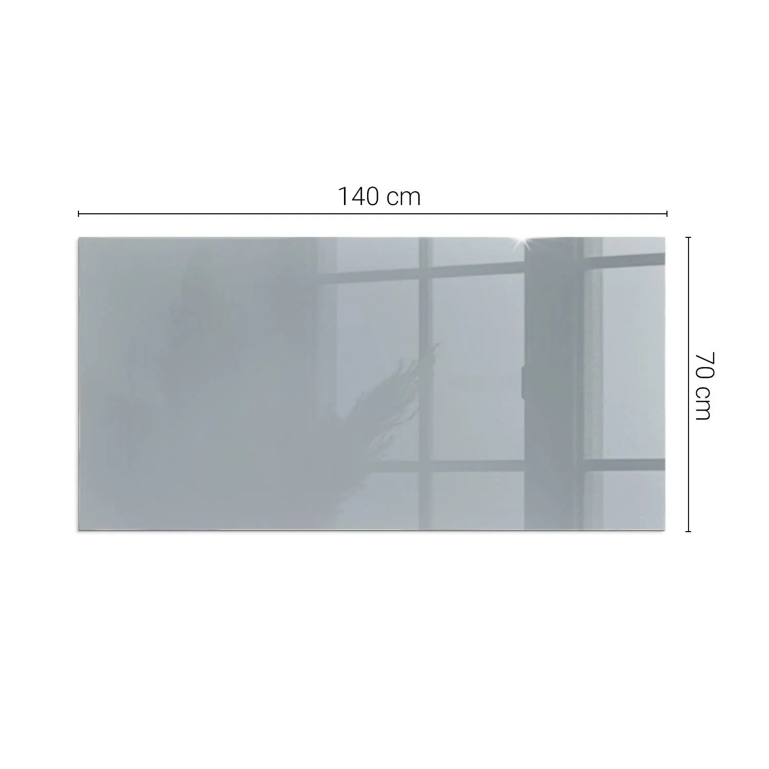 Tulup Glasplatte 140x70 cm, rechteckig, grau, als Funkenschutzplatte für Kaminöfen.