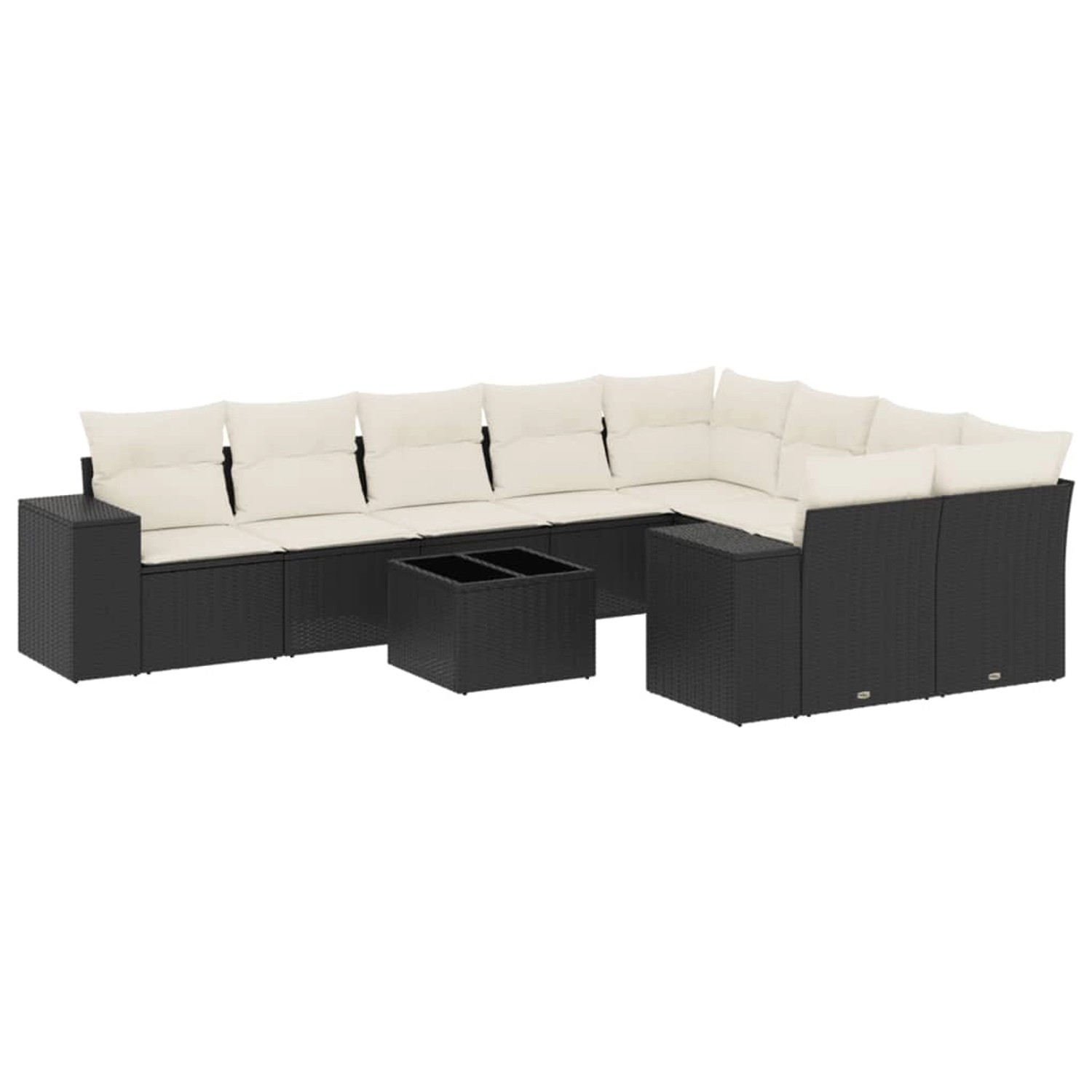 vidaXL 10-Tlg Garten-Sofagarnitur mit Kissen Schwarz Poly Rattan 3223045 günstig online kaufen