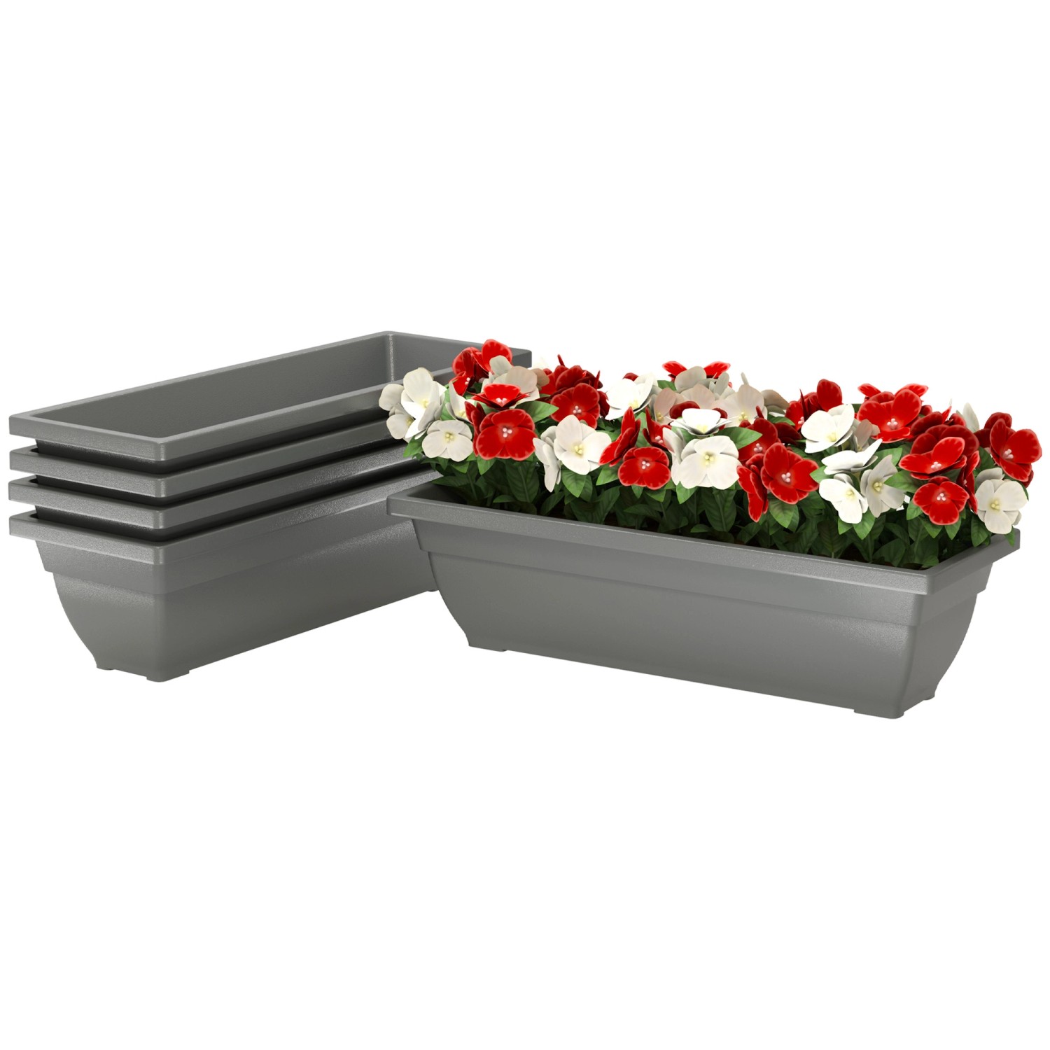 Outsunny Pflanztöpfe Kunststoff  5er Set Blumentopf aus Kunststoff Grau