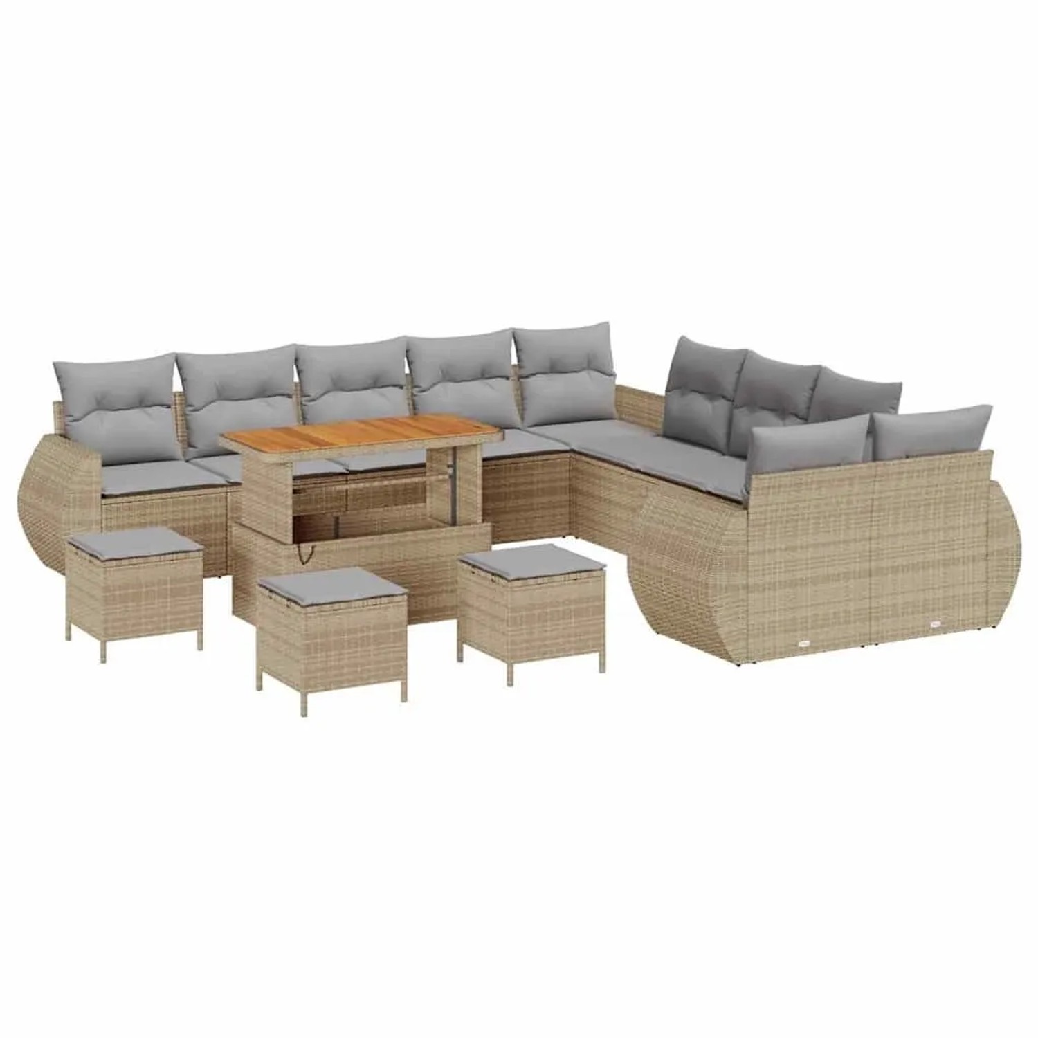 vidaXL Garten-Sofa-Set mit Kissen 14-Tlg Beige und Hellgrau 3363892