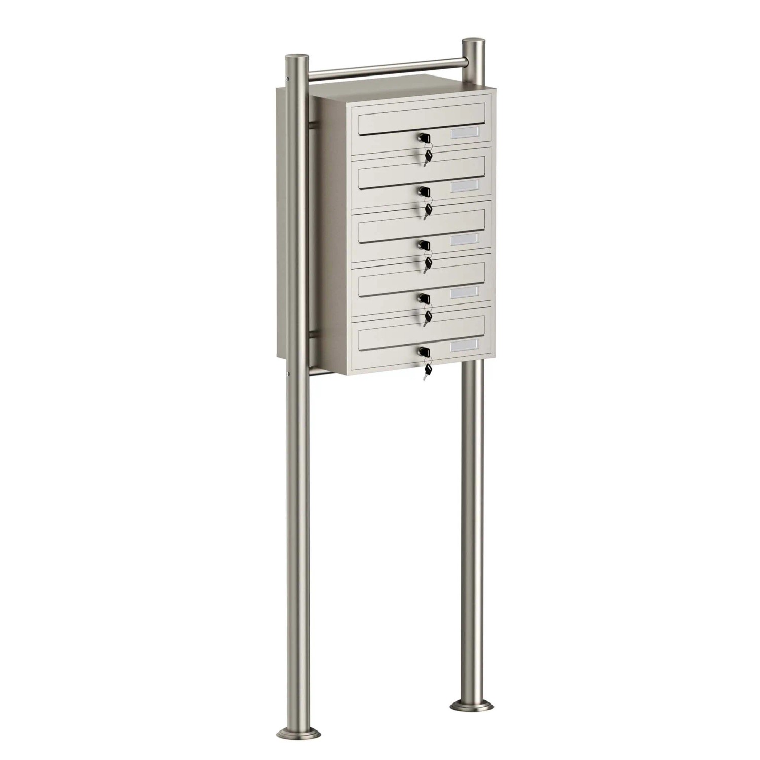 Wiltec 5Er Briefkastenanlage Edelstahl 556X270X1500Mm Standbriefkasten Post