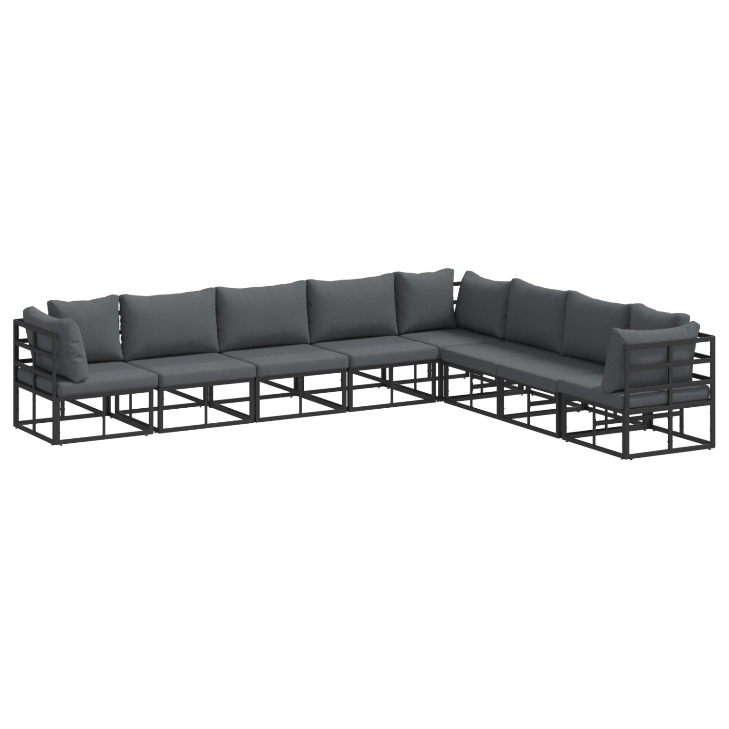 vidaXL Garten-Sofa-Set mit Kissen 8-Tlg Schwarz Aluminium 3378874 günstig online kaufen