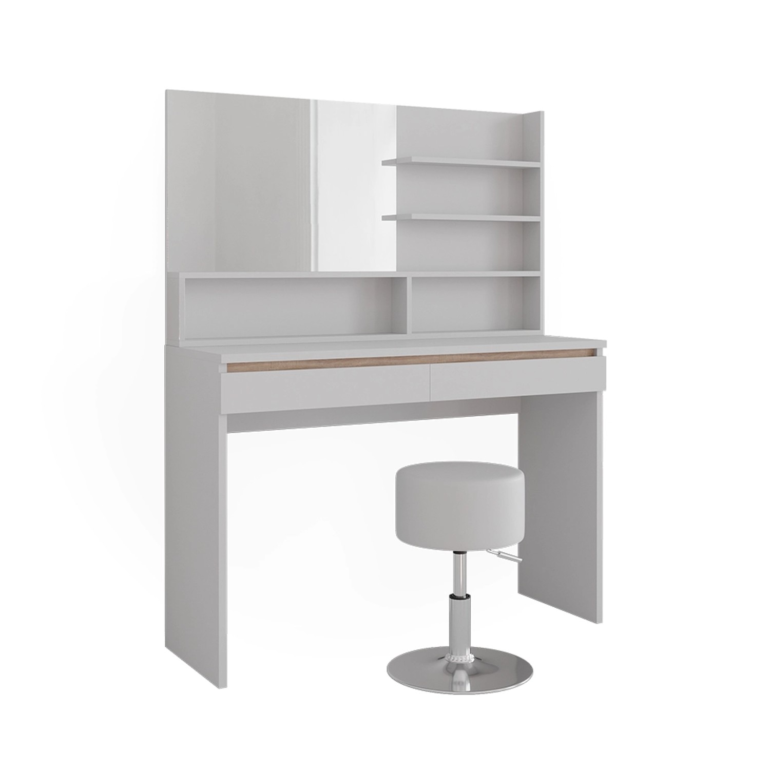 Vicco Schminktisch Emma Weiß 120 cm mit Spiegelregal & Hocker günstig online kaufen