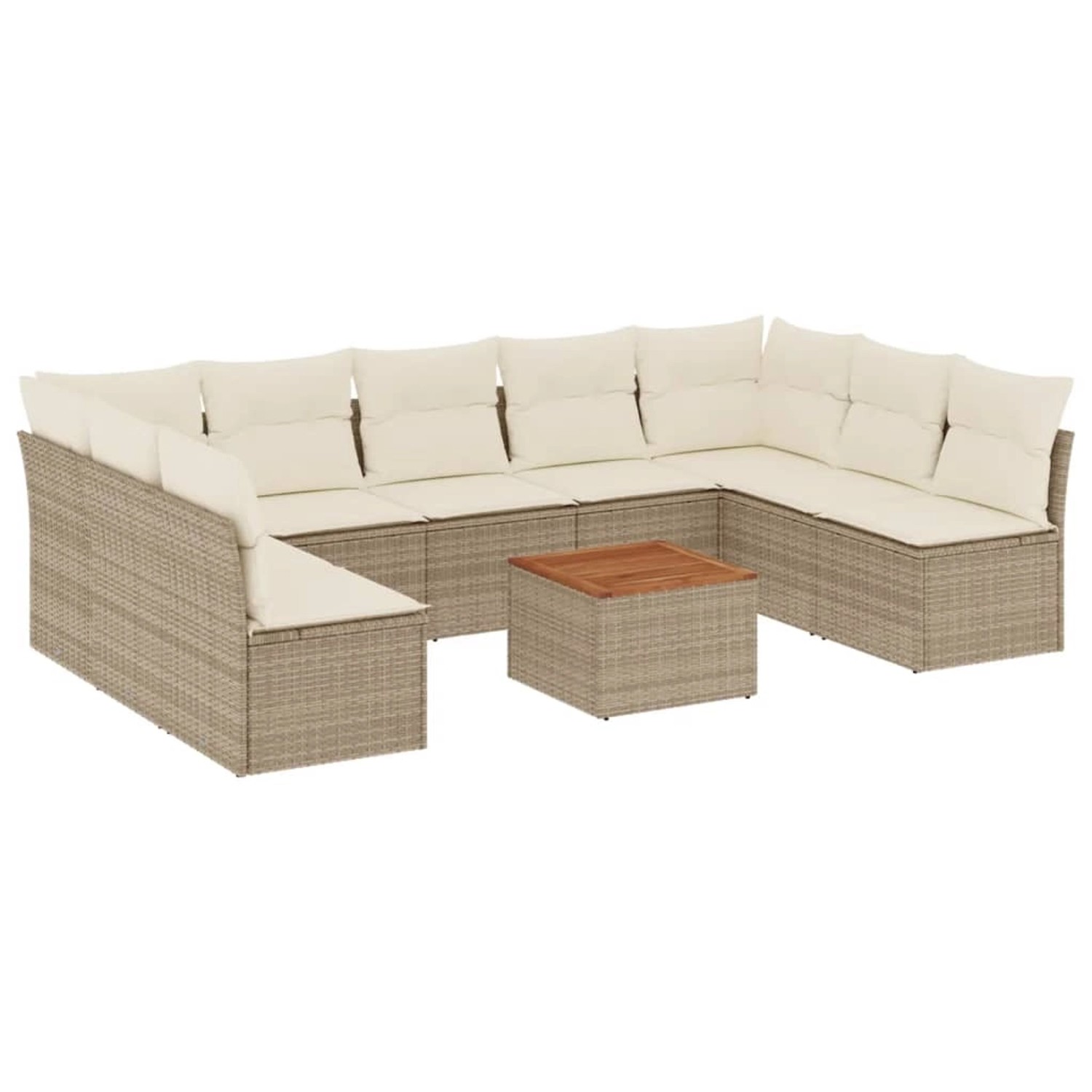 vidaXL 10-Tlg Garten-Sofagarnitur mit Kissen Beige Poly Rattan 3256121 günstig online kaufen