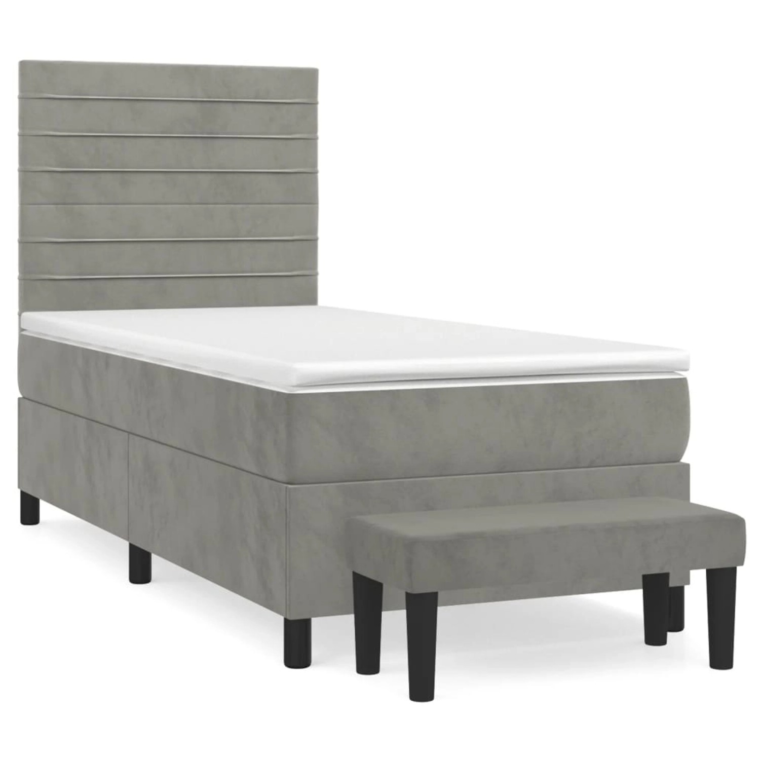 vidaXL Boxspringbett mit Matratze Hellgrau 80x200 cm Samt1357144 günstig online kaufen
