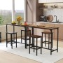 Costway Bartisch mit Barhocker mit Fußstütz Set Vintage Braun_2