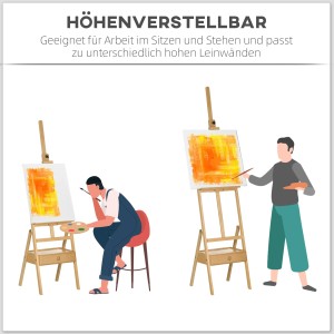 Vinsetto Künstlerstaffelei, klappbar und höhenverstellbar, mit zwei Malern in Aktion.