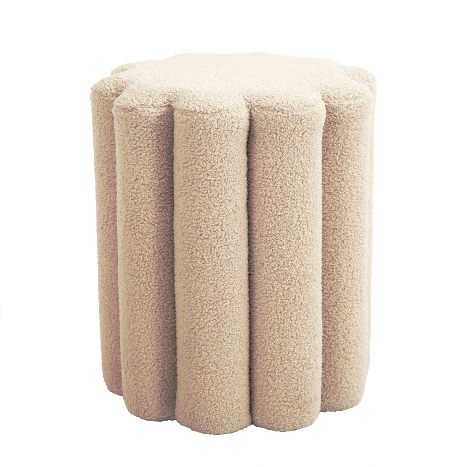 Svita Dahlia Hocker Pouf Teddyboucle Modern Beige günstig online kaufen