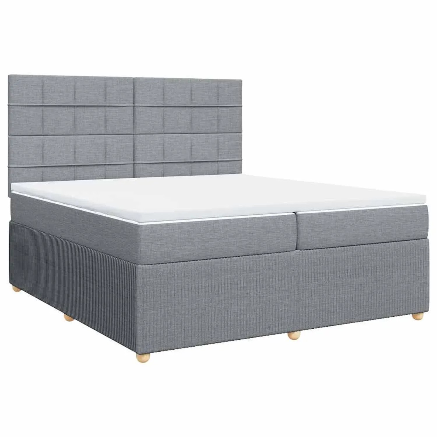 vidaXL Boxspringbett mit Matratze Hellgrau 200x200 cm Stoff 3292163