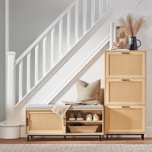 SoBuy Schuhbank mit Sitzfläche Sitzbank Schuhregal Natur FSR154-N