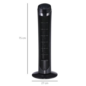Schwarzer HOMCOM Turmventilator aus Kunststoff, 75 cm hoch, für eine angenehme Kühlung.