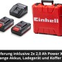 Einhell Akku-Schlagbohrschrauber Power X-Change Zubehör: 2 Akkus, Ladegerät und Koffer.