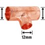 Löt-Reduzier-T-Stück aus Kupfer, 15 mm x 12 mm x 15 mm, für Kupferrohr-Installationen.