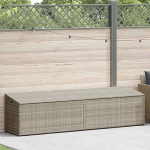 vidaXL Garten-Auflagenbox Hellgrau 220x50x58 cm Poly Rattan 4104078