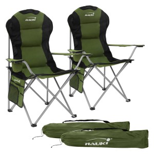 Hauki Campingstuhl 2er Set, faltbar, khaki, Stahlgestell, wetterfest, mit Tragetaschen.