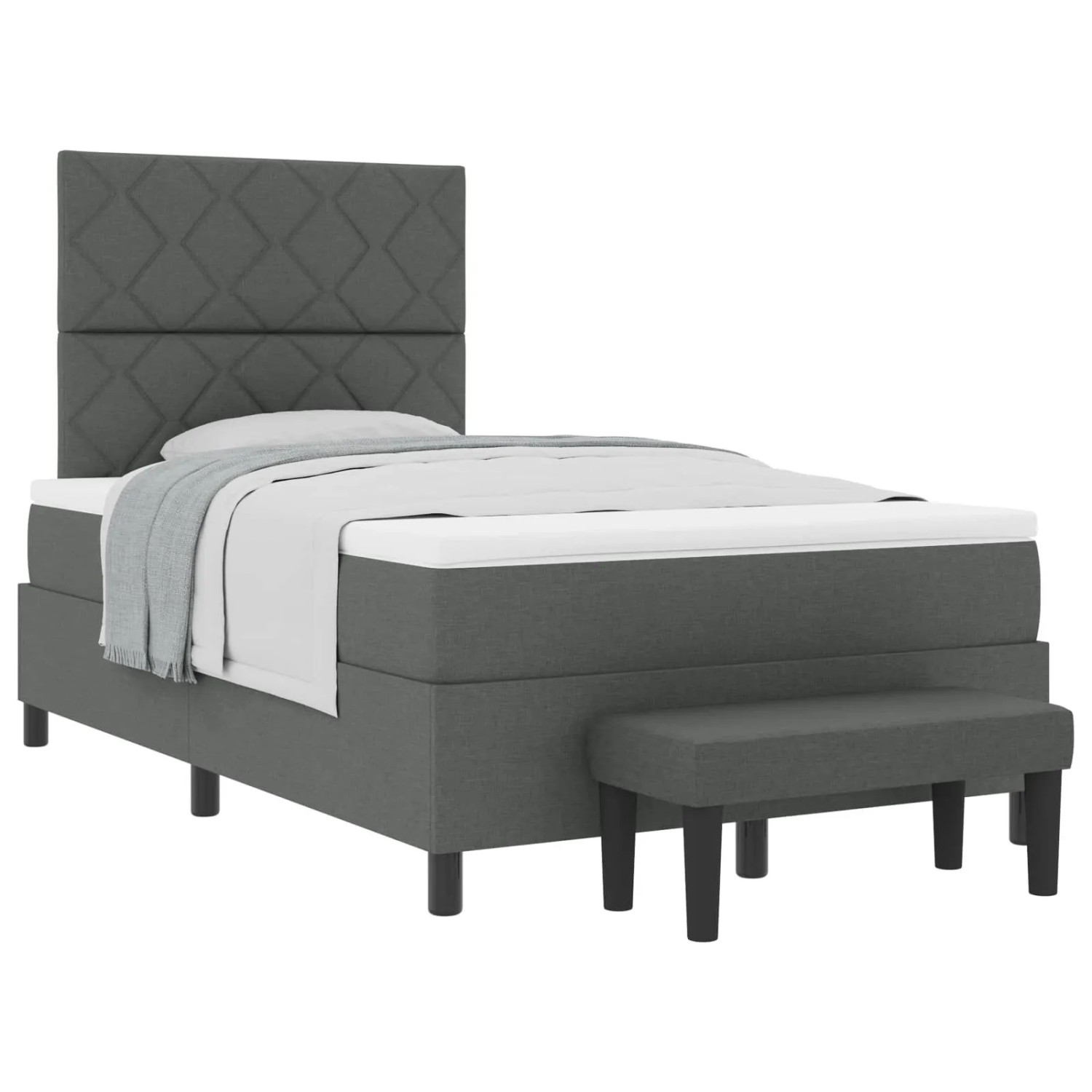 vidaXL Boxspringbett mit Matratze Dunkelgrau 120 x 200 cm Stoff 3344136