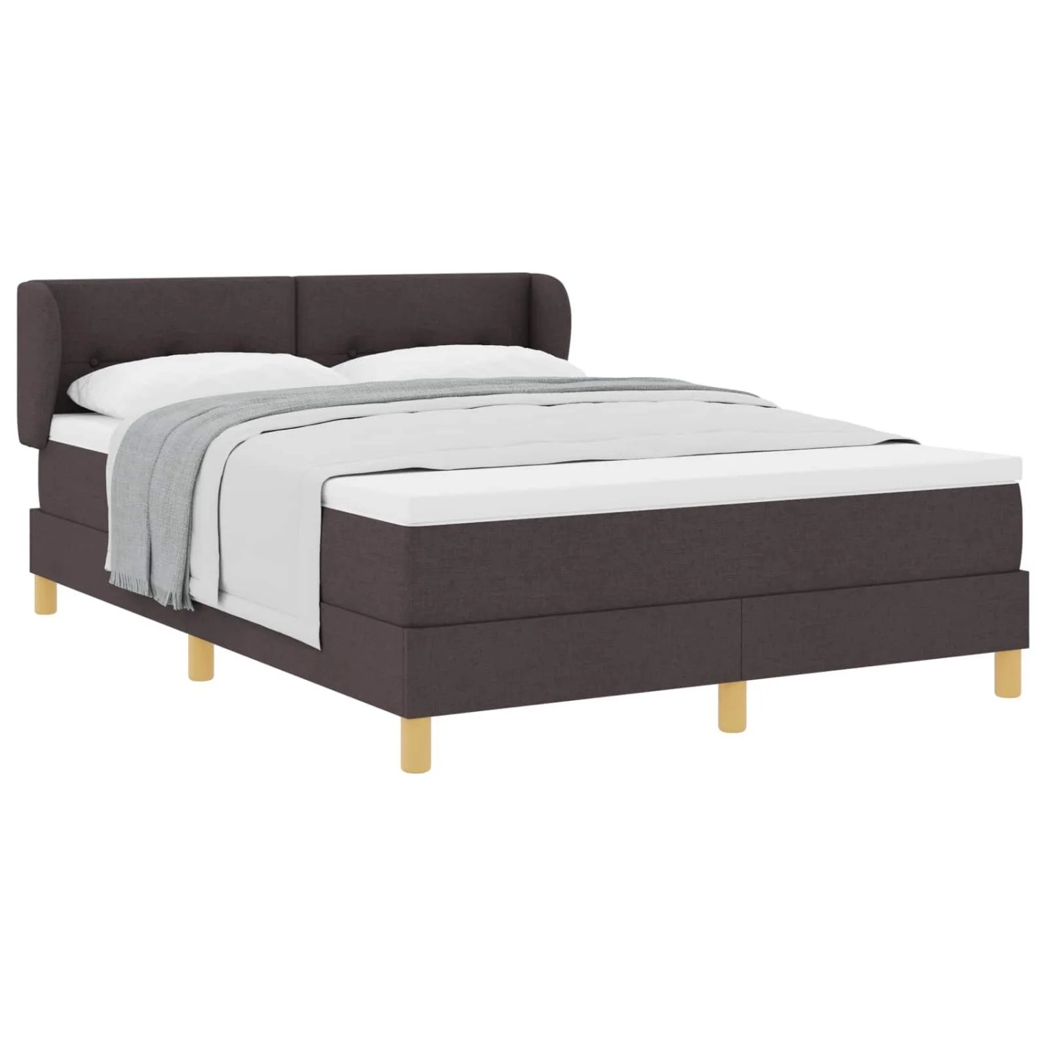 vidaXL Boxspringbett mit Matratze Dunkelbraun 140 x 190 cm Stoff 3340209