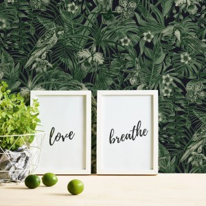 A.S. Création Tapete mit tropischen Blättern in Grün und Schwarz. Dekorative Dschungel-Optik.
