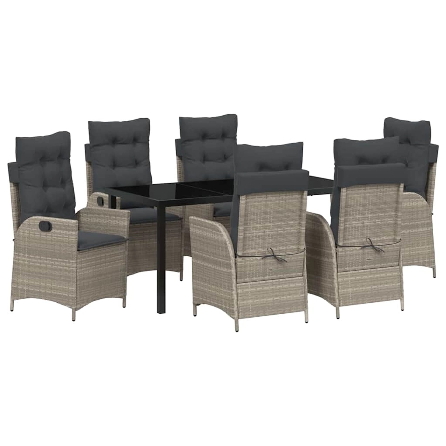 vidaXL Garten Essgruppe 7-Tlg Hellgrau Poly Rattan 3380523 günstig online kaufen
