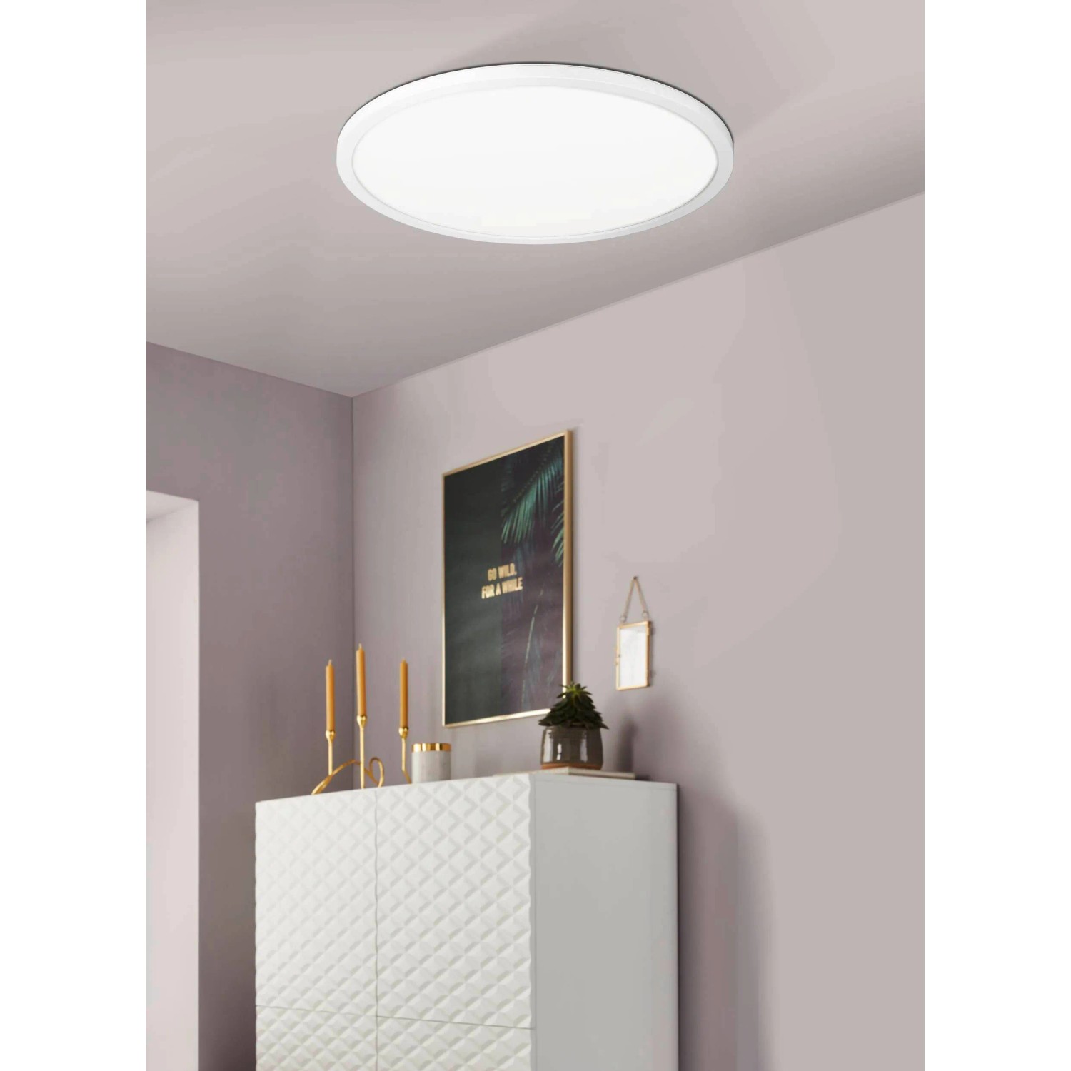 Eglo connect.z Smart Home LED badkamer plafondlamp Rovito-Z, ZigBee, app en Alexa spraakbesturing, warm wit-koud wit, RGB, dimbare plafonnière, zwart, IP44, 57x30 cm
