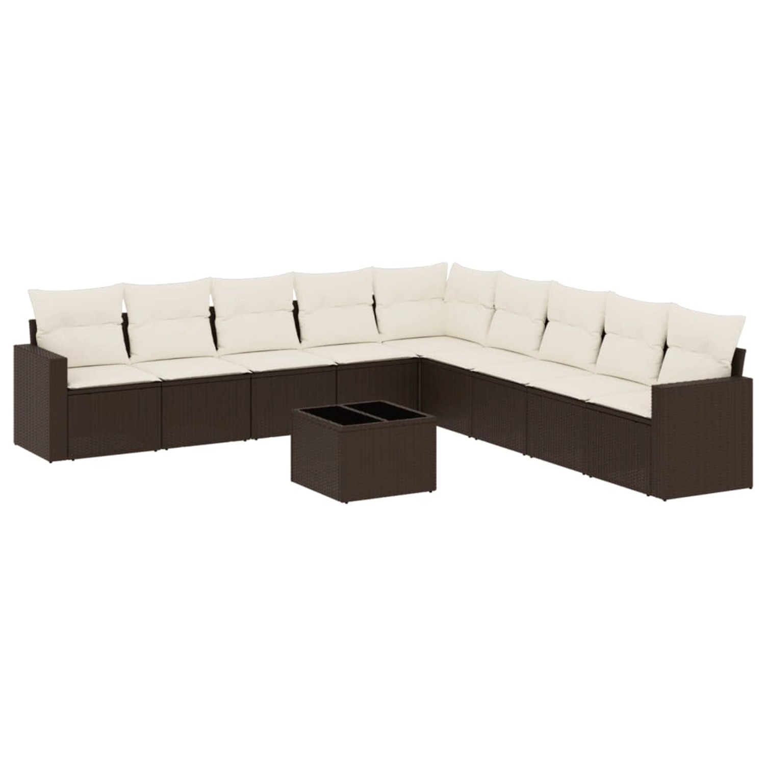vidaXL 10-Tlg Garten-Sofagarnitur mit Kissen Braun Poly Rattan 3219093 günstig online kaufen