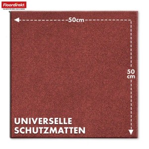Floordirekt Fallschutzmatte Elastikmatte Fallschutzplatte mit Drainage 50 x 50 x 3 cm Rot