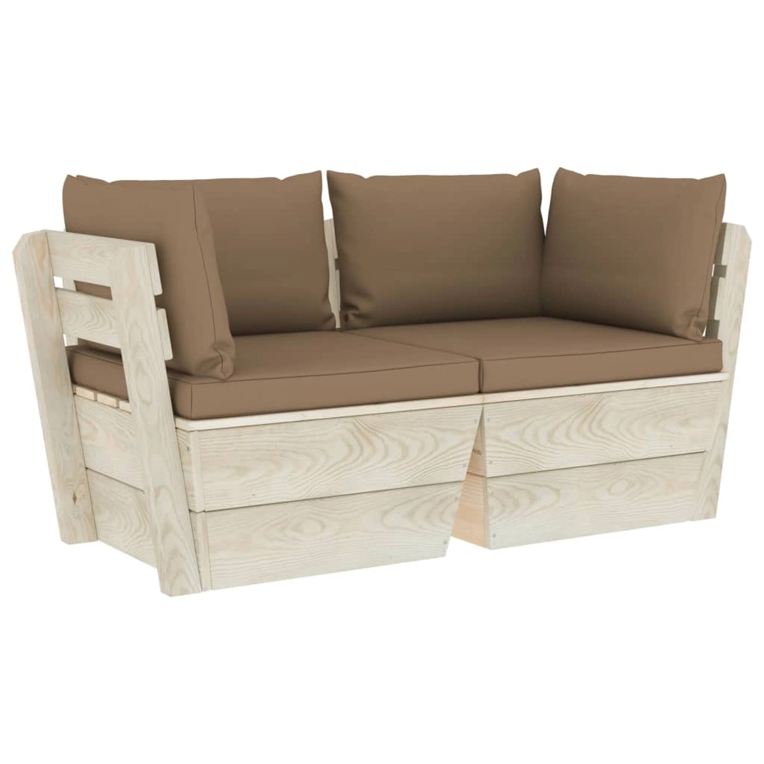 vidaXL Garten-Palettensofa 2-Sitzer mit Kissen Fichtenholz Modell 9