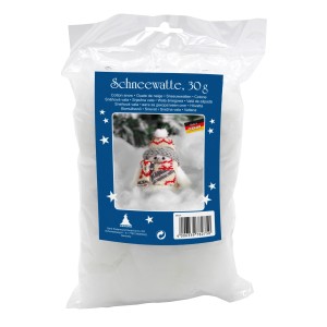 Verpackung Schneewatte Weiß, 30g, Weihnachtsdekoration für Winter-Deko.