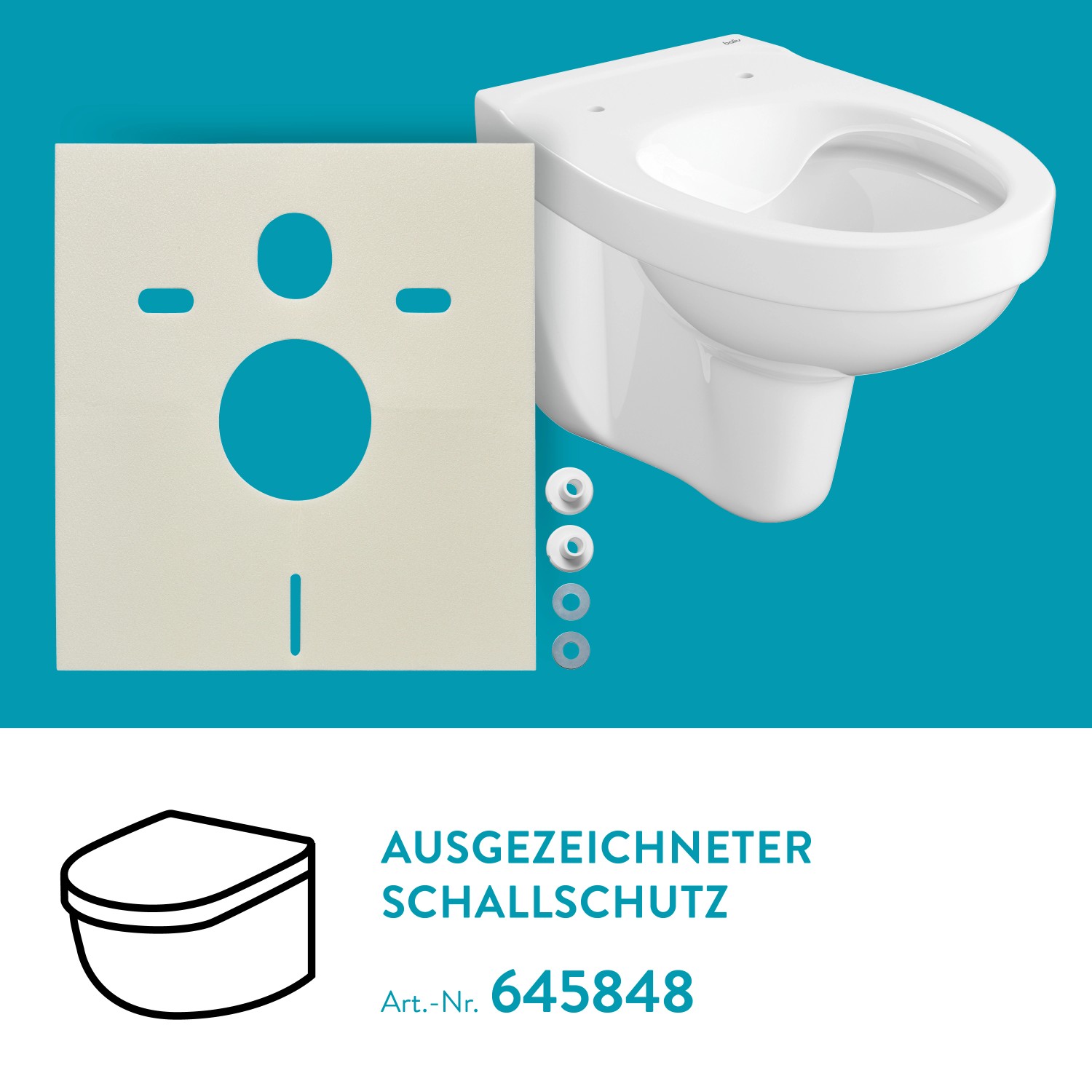 baliv Wand WC-Set Aberdeen, Tiefspüler, spülrandlos, weiß mit Schallschutz