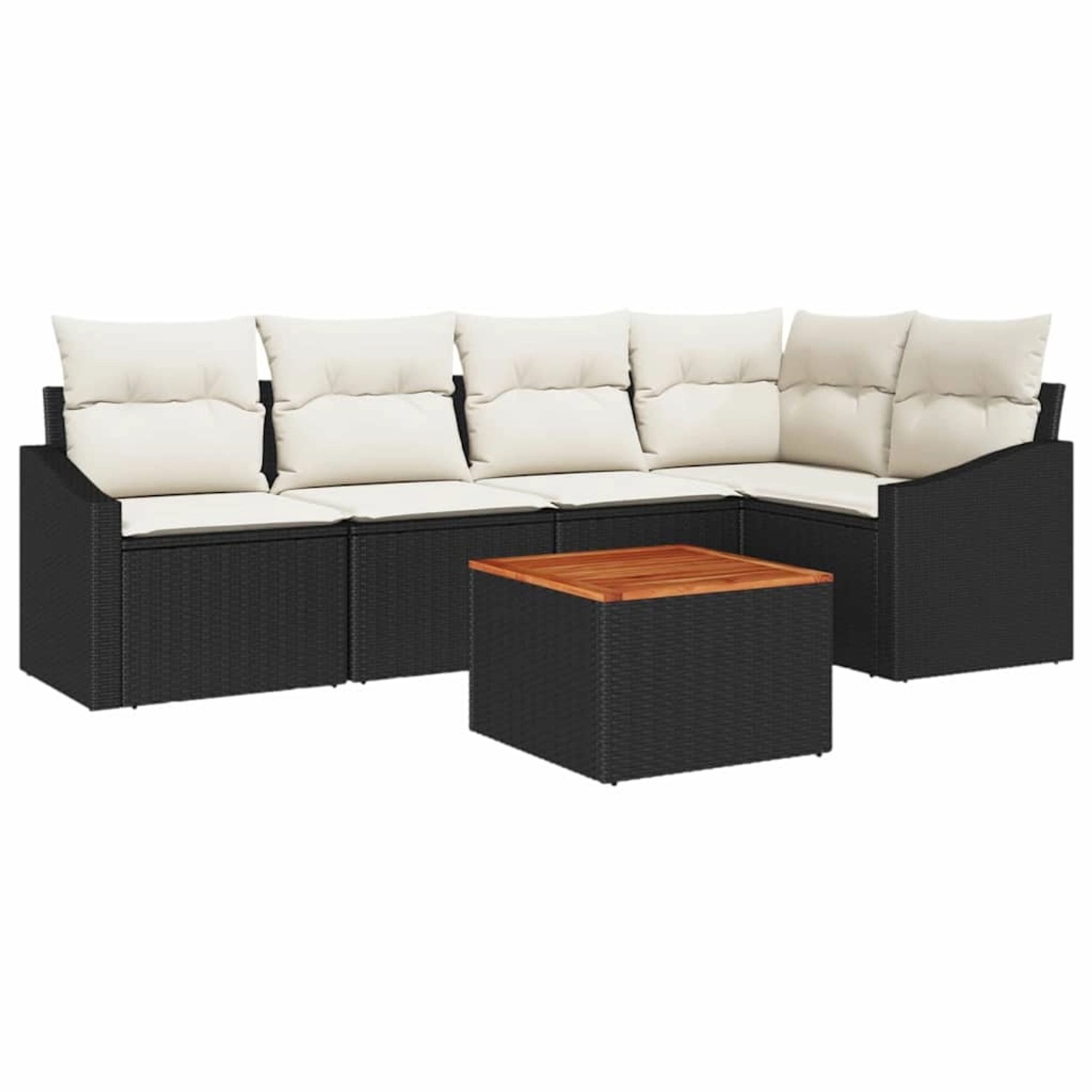 vidaXL Garten-Sofa-Set mit Kissen 6-Tlg Schwarz Poly Rattan 3347831 günstig online kaufen