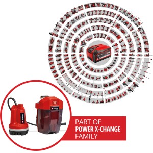 Einhell Akku-Klarwasserpumpe GE-PP 18 RB Li-Solo mit Batteriebox, Teil der Power X-Change Familie.