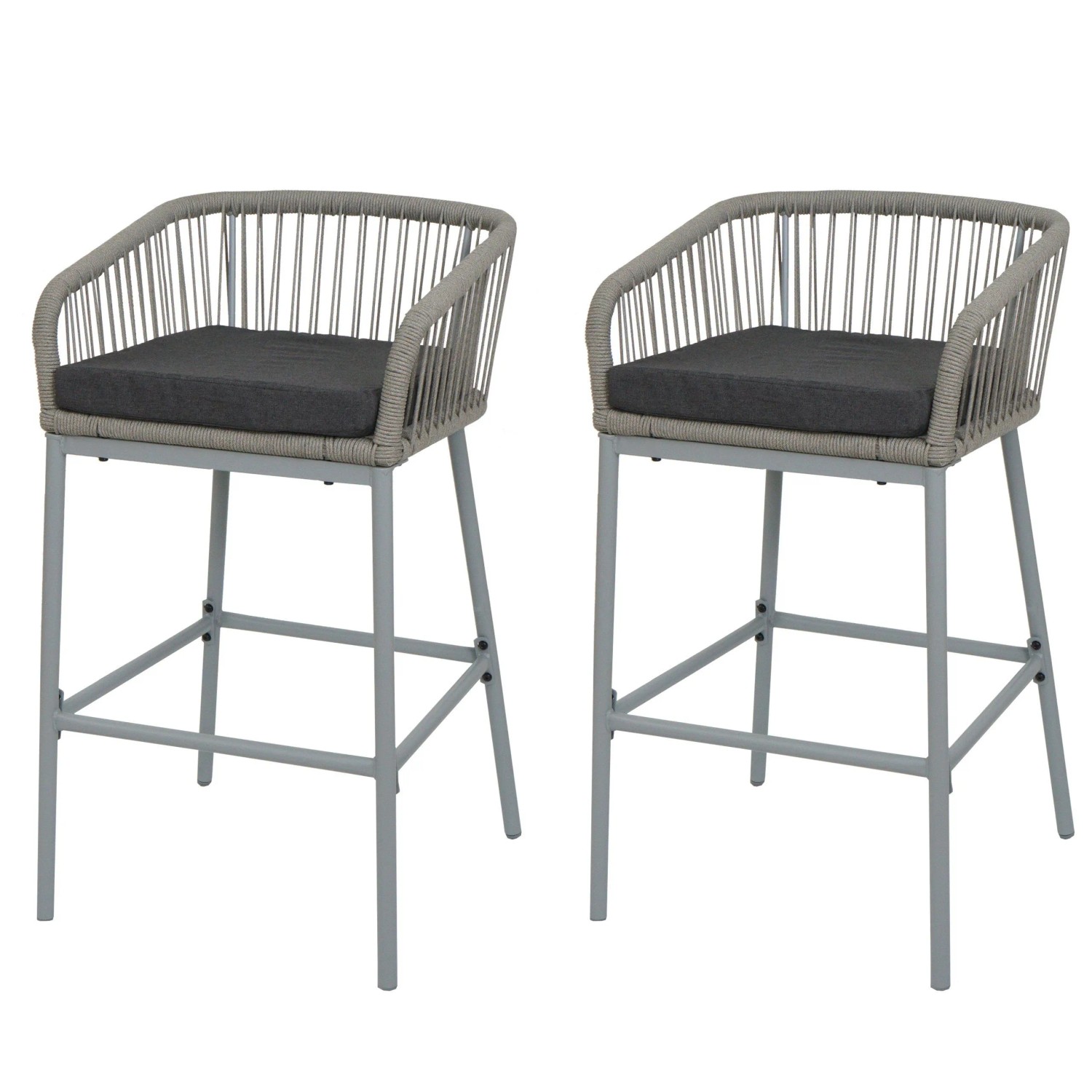 Proregal 2er-Set Rope-Barhocker HxBxT 92x51x53 cm Sitzhöhe 76cm Outdoor Sit günstig online kaufen