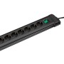 Schwarze 10-fach Steckdosenleiste Tido mit Schalter und 3m Kabel.