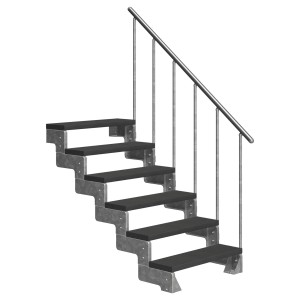 Dolle Außentreppe Gardentop 6 TRIMAX-Stufen 100 cm Anthrazit + Alu-Geländer